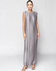 Pleated Dress in Silver Gray