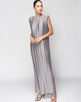 Pleated Dress in Silver Gray