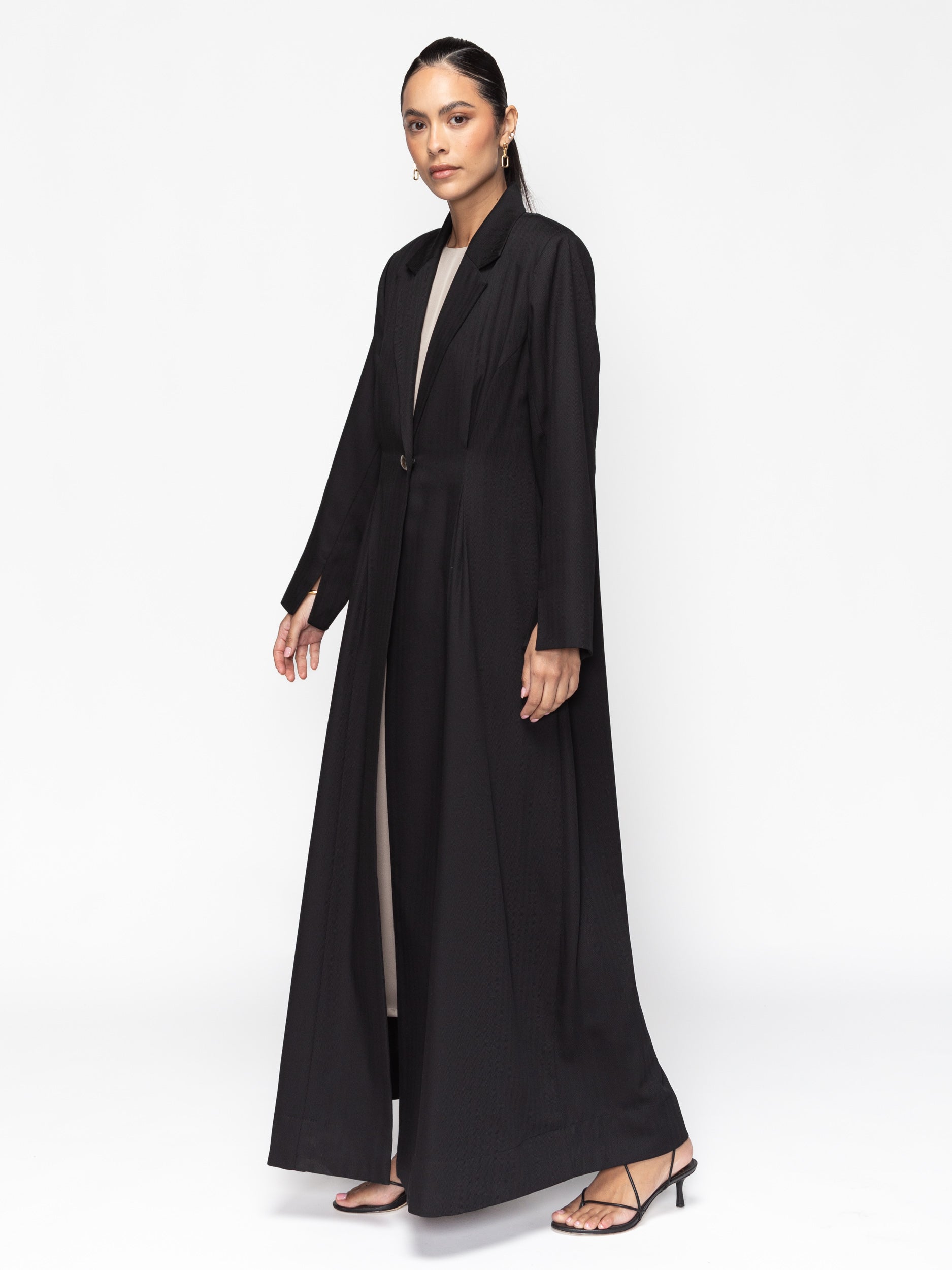 Suit Abaya in Black Tencel Twill