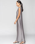 Pleated Dress in Silver Gray