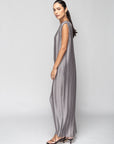 Pleated Dress in Silver Gray