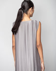 Pleated Dress in Silver Gray