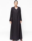 Suit Abaya in Black with Decorative Button