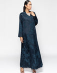 Jacquard Floral Abaya in Blue