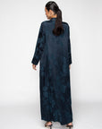 Jacquard Floral Abaya in Blue