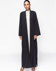 Loose Abaya in Textured Black Crepe