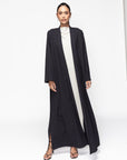 Loose Abaya in Textured Black Crepe