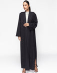 Loose Abaya in Textured Black Crepe