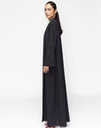 Loose Abaya in Textured Black Crepe