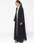 Loose Abaya in Textured Black Crepe