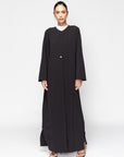 Textured Black Abaya with Buttons