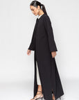 Textured Black Abaya with Buttons