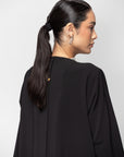 Textured Black Abaya with Buttons