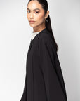 Textured Black Abaya with Buttons