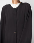 Textured Black Abaya with Buttons