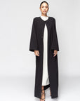 Textured Black Abaya with Buttons