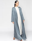 Satin Layer Abaya in Gray