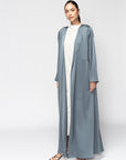 Satin Layer Abaya in Gray