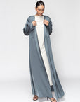 Satin Layer Abaya in Gray