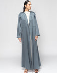 Satin Layer Abaya in Gray