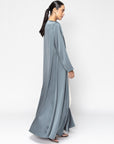 Satin Layer Abaya in Gray