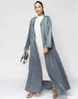 Satin Layer Abaya in Gray