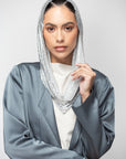 Satin Layer Abaya in Gray