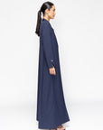 Structured Navy Blue Abaya with Decorative Button