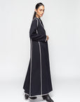 Structured Abaya in Black with White Details