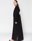 Winter Abaya in Black with Ivory Velvet Birds