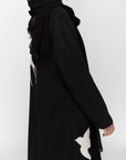 Winter Abaya in Black with Ivory Velvet Birds