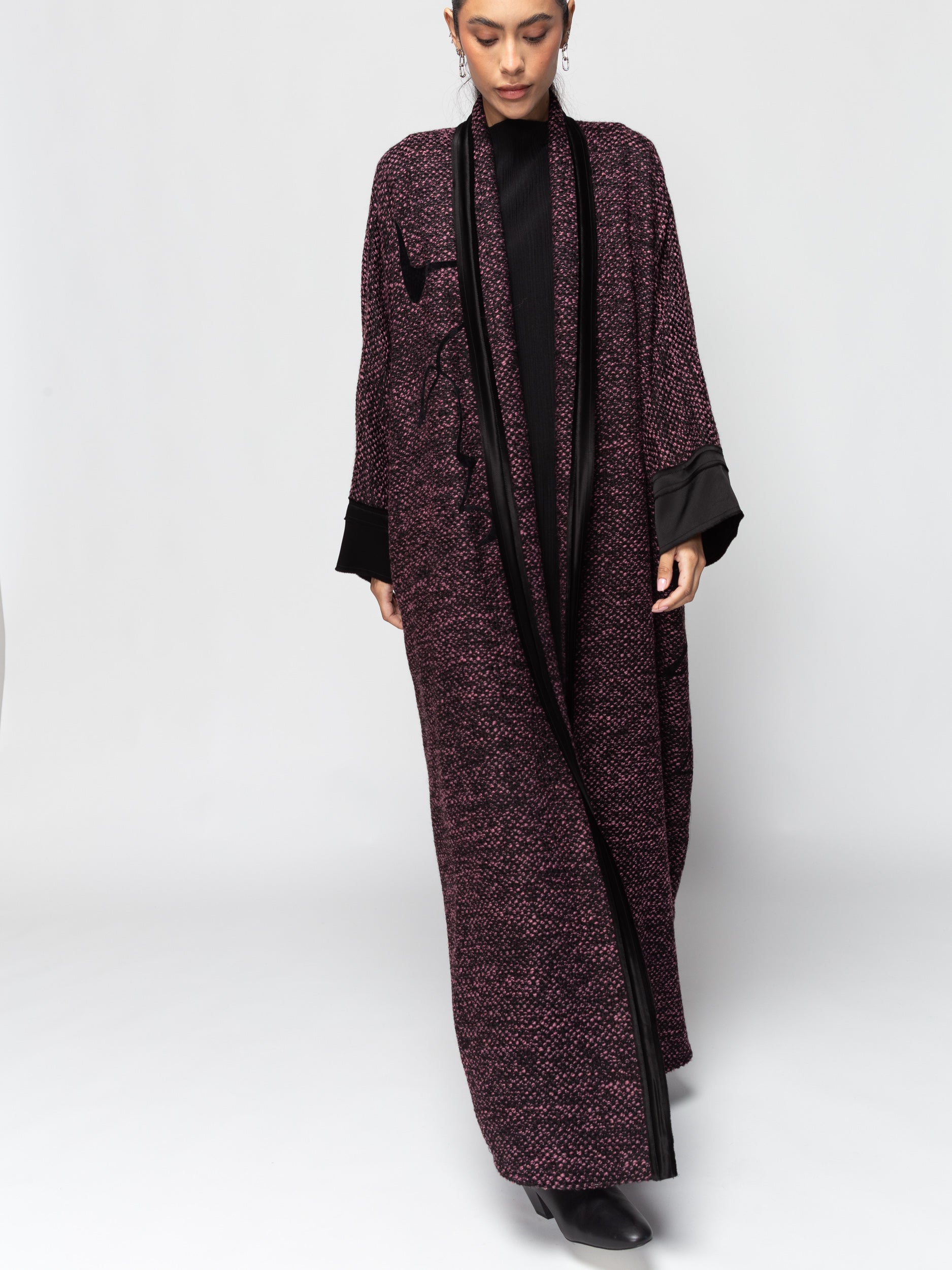 Alpaca Winter Abaya in Mixed Pattern with Calligraphy