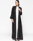 Stripe Abaya in Black & White