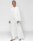 Loose Abaya in Textured White Crepe