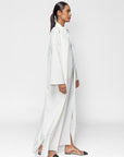 Loose Abaya in Textured White Crepe