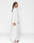 Loose Abaya in Textured White Crepe