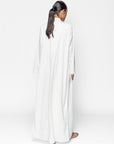 Loose Abaya in Textured White Crepe