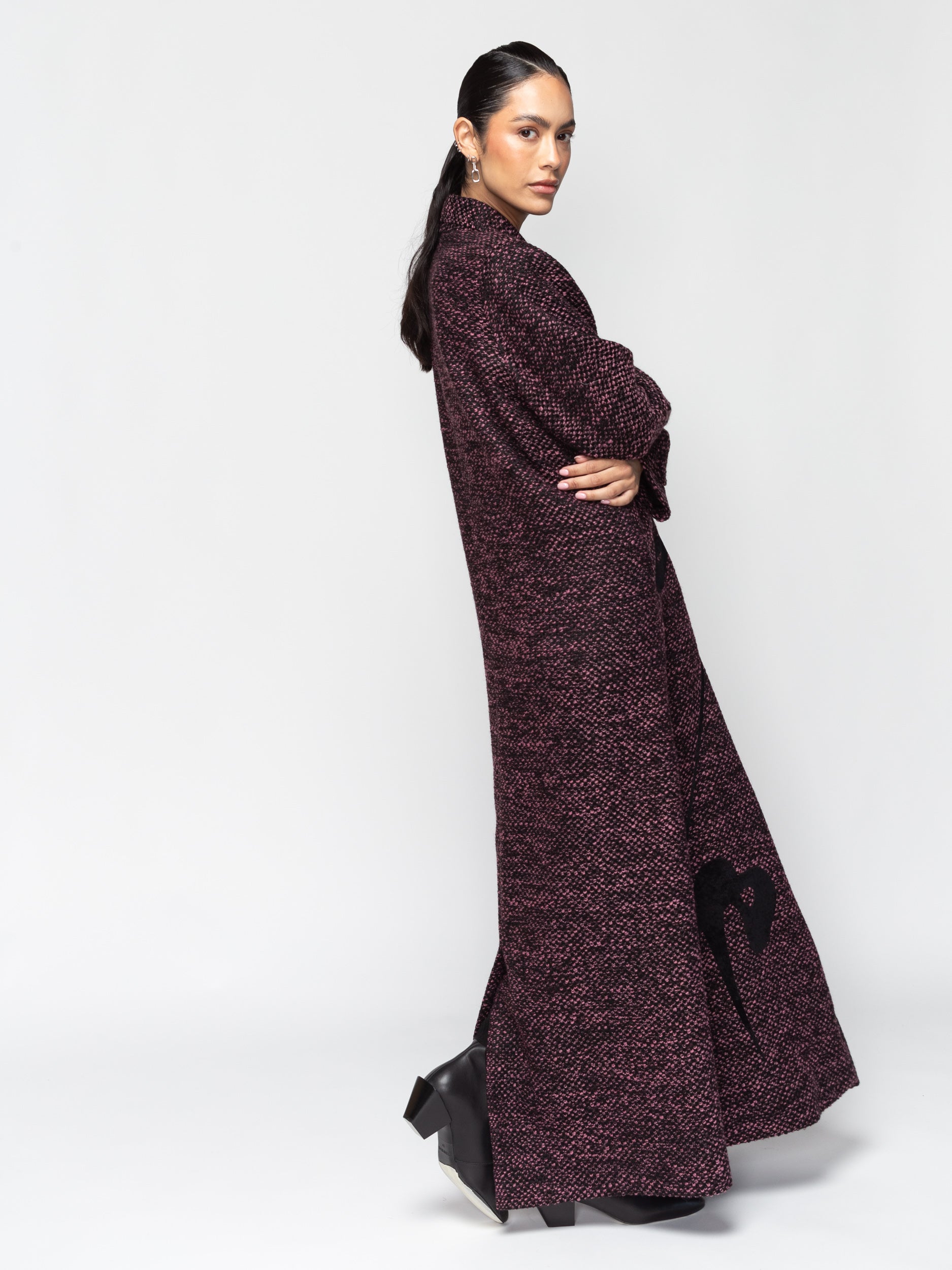 Alpaca Wool Winter Trench with Calligraphy