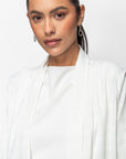 Loose Abaya in Textured White Crepe