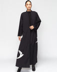 Flight Abaya in Black and White Birds