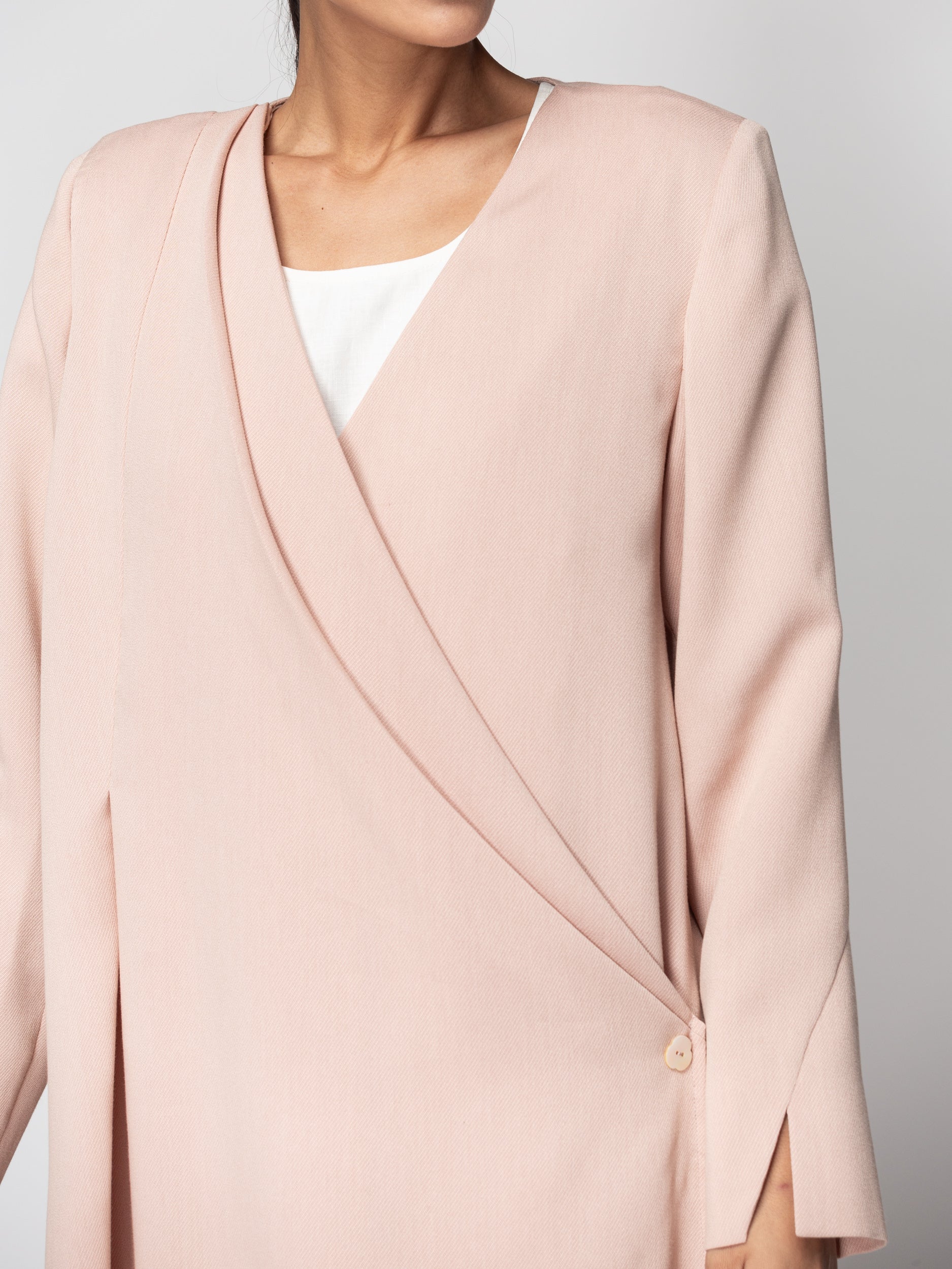 Drape Jacket Abaya in Pale Rose