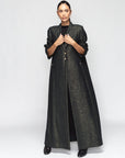 Luxury Winter Abaya in Green Gold