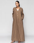 Linen Abaya in Metallic Brown