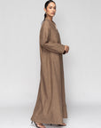 Linen Abaya in Metallic Brown