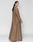 Linen Abaya in Metallic Brown RTW