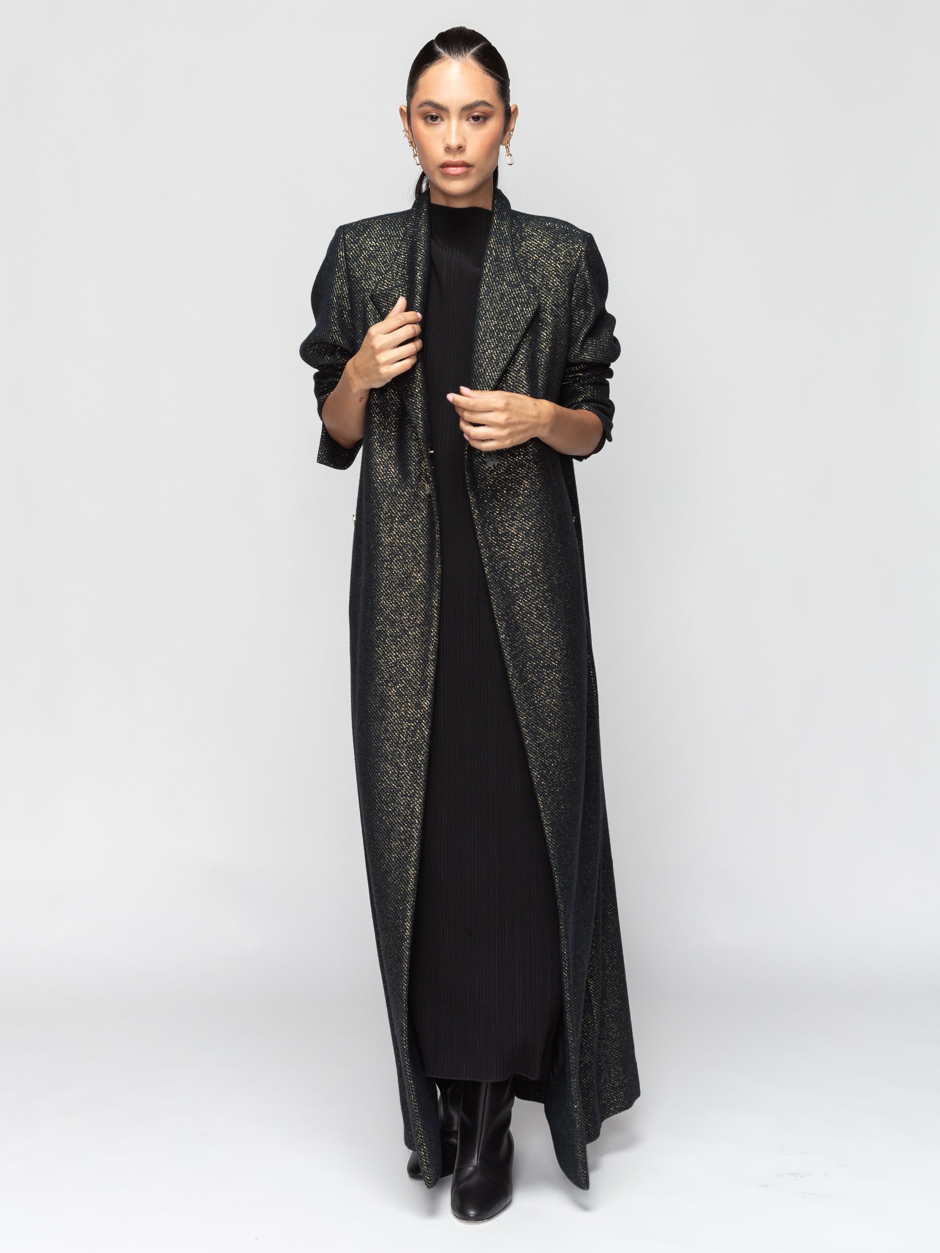 Luxury Winter Abaya in Green Gold