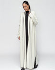 Jersey Abaya in Ivory with Black Details