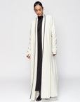 Jersey Abaya in Ivory with Black Details