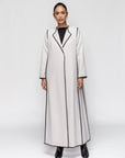 Structured Abaya in Ivory with Black Details