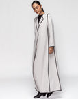 Structured Abaya in Ivory with Black Details